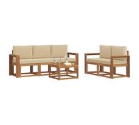 vidaXL Set di divani da esterno con cuscino 6 pcs Naturale e Beige, Divano da esterno, mobili modulari, set per patio, sedute da giardino robuste per il comfort sulla terrazza