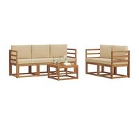 vidaXL Set di divani da esterno con cuscino 6 pcs Naturale e Beige, Divano da esterno, mobili modulari, set per patio, sedute da giardino robuste per il comfort sulla terrazza