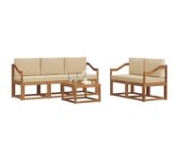 vidaXL Set di divani da esterno con cuscino 6 pcs Naturale e Beige, Divano da esterno, mobili modulari, set per patio, sedute da giardino robuste per il comfort sulla terrazza