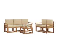 vidaXL Set di divani da esterno con cuscino 6 pcs Naturale e Beige, Divano da esterno, mobili modulari, set per patio, sedute da giardino robuste per il comfort sulla terrazza