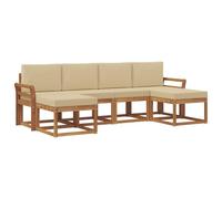 vidaXL Set di divani da esterno con cuscino 6 pcs Naturale e Beige, Divano da esterno moderno, arredo giardino resistente, lounge elegante per piscina, seating versatile, design minimalista