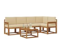 vidaXL Set di divani da esterno con cuscino 6 pcs Naturale e Beige, Divano da giardino, mobili sezionali moderni da esterno, seduta durevole per terrazza, set lounge confortevole per rilassarsi