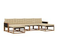 vidaXL Set di divani da esterno con cuscino 6 pcs Naturale e Beige, Divano da giardino moderno, set comodo per esterni, lounge patio, spazio relax in terrazza