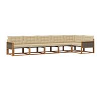 vidaXL Set di divani da esterno con cuscino 6 pcs Naturale e Beige, Divano da giardino, set moderno, resistente agli agenti atmosferici, lounge comoda, arredo patio in legno acacia