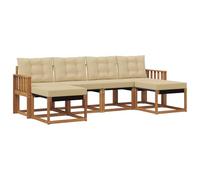 vidaXL Set di divani da esterno con cuscino 6 pcs Naturale e Beige, Divano da Giardino, Set Sezionale Moderno per Esterni, Mobili Resistenti per Patio, Posti Comodi per il Terrazzo