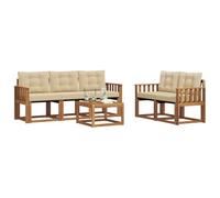 vidaXL Set di divani da esterno con cuscino 6 pcs Naturale e Beige, Divano da Giardino, Set Sezionale Moderno per Esterni, Comfort in Terrazza per Relaxare