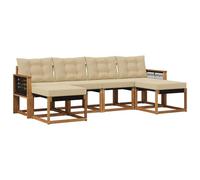 vidaXL Set di divani da esterno con cuscino 6 pcs Naturale e Beige, Divano da Giardino, Set Sezionale Moderno per Esterni, Mobili Resistenti per Patio, Posti Comodi per il Terrazzo
