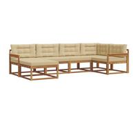 vidaXL Set di divani da esterno con cuscino 6 pcs Naturale e Beige, Divano da patio, sezionale moderno, arredamento resistente per giardino, perfetto per lounge all'aperto