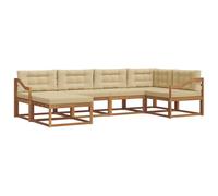 vidaXL Set di divani da esterno con cuscino 6 pcs Naturale e Beige, Divano da patio, sezionale moderno, arredamento resistente per giardino, perfetto per lounge all'aperto