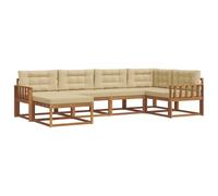 vidaXL Set di divani da esterno con cuscino 6 pcs Naturale e Beige, Divano da patio, sezionale moderno, arredamento resistente per giardino, perfetto per lounge all'aperto