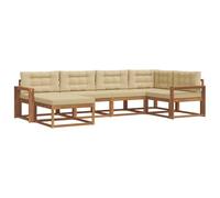 vidaXL Set di divani da esterno con cuscino 6 pcs Naturale e Beige, Divano da patio, sezionale moderno, arredamento resistente per giardino, perfetto per lounge all'aperto