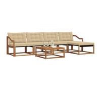 vidaXL Set di divani da esterno con cuscino 6 pcs Naturale e Beige, Divano Esterno in Legno di Acacia, Seduta Moderna per Giardino, Set Patio Resistente, Lounge Confortevole