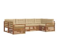 vidaXL Set di divani da esterno con cuscino 6 pcs Naturale e Beige, Divano Giardino Moderno, Set Sezionale Resistente, Seduta Lounge Esterna, Mobili Comodi per Spazi Esterni