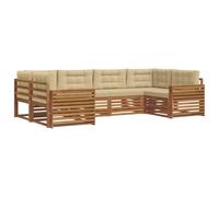 vidaXL Set di divani da esterno con cuscino 6 pcs Naturale e Beige, Divano Giardino Moderno, Set Sezionale Resistente, Seduta Lounge Esterna, Mobili Comodi per Spazi Esterni