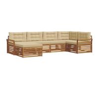 vidaXL Set di divani da esterno con cuscino 6 pcs Naturale e Beige, Divano moderno per esterni, set sezionale resistente, lounge comoda, mobili da giardino per il terrazzo