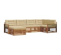 vidaXL Set di divani da esterno con cuscino 6 pcs Naturale e Beige, Divano moderno per esterni, set sezionale resistente, lounge comoda, mobili da giardino per il terrazzo