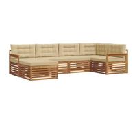 vidaXL Set di divani da esterno con cuscino 6 pcs Naturale e Beige, Divano moderno per esterni, set sezionale resistente, lounge comoda, mobili da giardino per il terrazzo