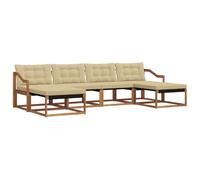 vidaXL Set di divani da esterno con cuscino 6 pcs Naturale e Beige, Divano Sezionale da Giardino, Lounge Moderna, Seduta Resistente per Ambienti Esterni e Comfort in Terrazza