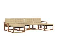 vidaXL Set di divani da esterno con cuscino 6 pcs Naturale e Beige, Divano Sezionale da Giardino, Lounge Moderna, Seduta Resistente per Ambienti Esterni e Comfort in Terrazza