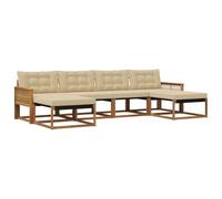 vidaXL Set di divani da esterno con cuscino 6 pcs Naturale e Beige, Divano Sezionale da Giardino, Lounge Moderna, Seduta Resistente per Ambienti Esterni e Comfort in Terrazza
