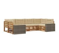 vidaXL Set di divani da esterno con cuscino 6 pcs Naturale e Beige, Divano Sezionale per Giardino, Arredo Esterno Resistente, Lounge Moderna, Set Elegante e Confortevole