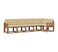 vidaXL Set di divani da esterno con cuscino 6 pcs Naturale e Beige, Giardino, Set Lounge in Rattan, Divano Sezionale Robusto, Arredo per Esterni, Comfort Assicurato