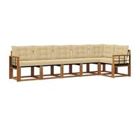 vidaXL Set di divani da esterno con cuscino 6 pcs Naturale e Beige, Giardino, Set Lounge in Rattan, Divano Sezionale Robusto, Arredo per Esterni, Comfort Assicurato