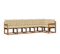 vidaXL Set di divani da esterno con cuscino 6 pcs Naturale e Beige, Giardino, Set Lounge in Rattan, Divano Sezionale Robusto, Arredo per Esterni, Comfort Assicurato