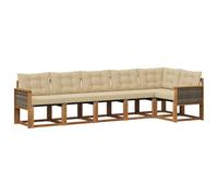 vidaXL Set di divani da esterno con cuscino 6 pcs Naturale e Beige, Giardino, Set Lounge in Rattan, Divano Sezionale Robusto, Arredo per Esterni, Comfort Assicurato