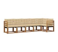 vidaXL Set di divani da esterno con cuscino 6 pcs Naturale e Beige, Giardino, Set Lounge in Rattan, Divano Sezionale Robusto, Arredo per Esterni, Comfort Assicurato