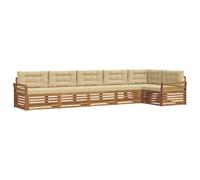 vidaXL Set di divani da esterno con cuscino 6 pcs Naturale e Beige, Mobili da giardino, divano moderno per esterni, set sezionale per patio, comfort resistente per il terrazzo