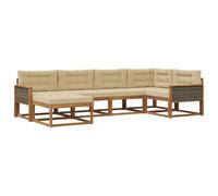 vidaXL Set di divani da esterno con cuscino 6 pcs Naturale e Beige, Mobili da patio, divano moderno per esterni, resistente alle intemperie, lounge da giardino modulare