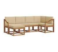 vidaXL Set di divani da esterno con cuscino 6 pcs Naturale e Beige, Set di divani da esterno, lounge moderna da patio, mobili da giardino resistenti, pezzi sezionali, posti a sedere per terrazze