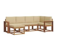 vidaXL Set di divani da esterno con cuscino 6 pcs Naturale e Beige, Set di divani da esterno, lounge moderna da patio, mobili da giardino resistenti, pezzi sezionali, posti a sedere per terrazze