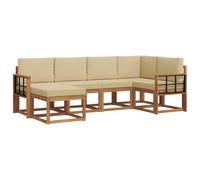 vidaXL Set di divani da esterno con cuscino 6 pcs Naturale e Beige, Set di divani da esterno, lounge moderna da patio, mobili da giardino resistenti, pezzi sezionali, posti a sedere per terrazze