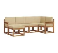 vidaXL Set di divani da esterno con cuscino 6 pcs Naturale e Beige, Set di divani da esterno, lounge moderna da patio, mobili da giardino resistenti, pezzi sezionali, posti a sedere per terrazze