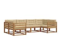 vidaXL Set di divani da esterno con cuscino 6 pcs Naturale e Beige