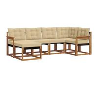 vidaXL Set di divani da esterno con cuscino 6 pcs Naturale e Beige, Set di divani da giardino moderni, comodi per esterni, divano resistente, collezione di mobili impermeabili