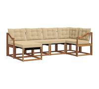 vidaXL Set di divani da esterno con cuscino 6 pcs Naturale e Beige, Set di divani moderni per esterni, mobili da giardino alla moda, collezione resistente per il patio