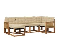 vidaXL Set di divani da esterno con cuscino 6 pcs Naturale e Beige, Set di divani moderni per esterni, mobili da giardino alla moda, collezione resistente per il patio