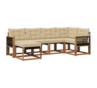 vidaXL Set di divani da esterno con cuscino 6 pcs Naturale e Beige, Set di divani moderni per esterni, mobili da giardino alla moda, collezione resistente per il patio