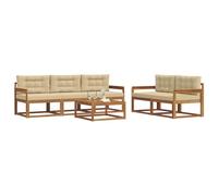 vidaXL Set di divani da esterno con cuscino 6 pcs Naturale e Beige, Set di Mobili da Giardino, Collezione di Divani da Esterno Moderna, Patio Resistente, Disposizione di Seduta Sezionale