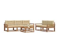 vidaXL Set di divani da esterno con cuscino 6 pcs Naturale e Beige, Set di Mobili da Giardino, Collezione di Divani da Esterno Moderna, Patio Resistente, Disposizione di Seduta Sezionale