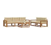 vidaXL Set di divani da esterno con cuscino 6 pcs Naturale e Beige, Set di mobili da giardino moderno, collezione divani all'aperto, lounge in giardino, postazione in piscina
