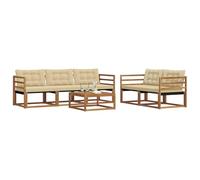 vidaXL Set di divani da esterno con cuscino 6 pcs Naturale e Beige, Set Divano da Giardino, Mobili Moderni, Lounge Resistente e Seduta Confortevole per Tutti
