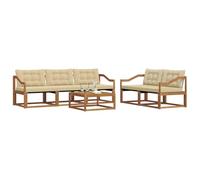 vidaXL Set di divani da esterno con cuscino 6 pcs Naturale e Beige, Set Divano da Giardino, Mobili Moderni, Lounge Resistente e Seduta Confortevole per Tutti