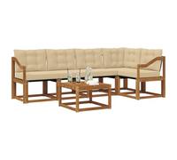 vidaXL Set di divani da esterno con cuscino 6 pcs Naturale e Beige, Set Divano Esterno in Acacia, Lounge Moderna, Mobili Resistenti per Giardino, Relax e Stile in Patios