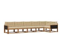 vidaXL Set di divani da esterno con cuscino 6 pcs Naturale e Beige, Set Lounge in Acacia, Divano Esterno Moderno, Divano Modular, Sezione Giardino Resistente, Lounger per Relax