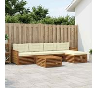 vidaXL Set di divani da esterno con cuscino 6 pcs Naturale e Crema, Divano da patio, set moderno, resistente agli agenti atmosferici, lounge da giardino, comodo per spazi relax