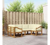 vidaXL Set di divani da esterno con cuscino 6 pcs Naturale e Crema, Divano modulare in legno di acacia, set di mobili da esterno moderni, soluzione per soggiorno da giardino, decorazioni per il giard